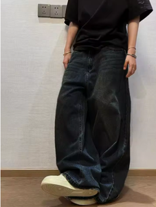 Pantalones anchos de mezclilla cepillada para hombre, estilo Y2K, New Rocks, Buggy, negros, Hip-Hop, 1 unidad - Product Image 4