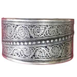 New Arrival Ethnic Flower Bezel Setting Coral Unisex Gift Net Carving <b>Silver</b> Coated <b>Cuff</b> Bangles - Product Image 1