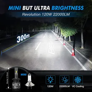 Bevinsee 2x V45 สีขาวสดใส 120W ชุดลําแสงต่ําสูง 22000LM 6500K หลอดไฟ LED อัตโนมัติ H4 9005 9006 9012 H11 H7 H1 LED ไฟหน้า