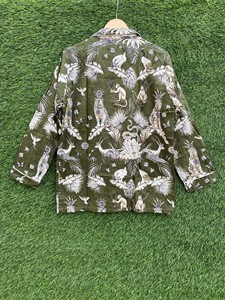 Conjunto de Pijama de Algodón 100% Puro para Mujer, Estampado Floral, Cuello en V, Cierre con Cordón, Transpirable, Largo - Product Image 3
