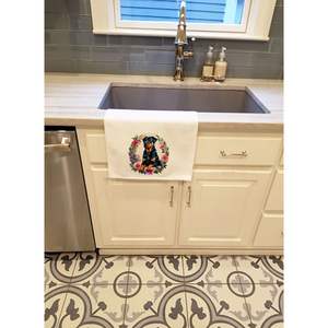 Juego de toallas de cocina decorativas con flores de Rottweiler, 2 Toallas blancas para platos, 1 mano, cara, pelo, Yoga, té, paño de cocina, toalla de 19x28 pulgadas - Product Image 2