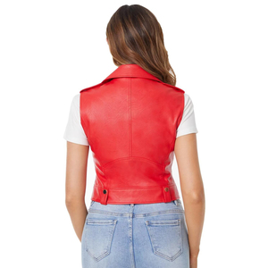 Chaleco de Cuero para Mujer, Ligero, Transpirable, Informal, para Exteriores, con Cierre, Corto, Personalizable, de Alta Calidad - Product Image 2