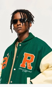 Veste universitaire de haute qualité pour hommes broderie en chenille personnalisée manches en cuir veste universitaire Baseball Letterman veste en cuir pour hommes - Product Image 4