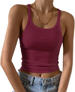 Camiseta sin mangas para mujer al por mayor, de color liso, con cuello redondo acanalado, tejida, informal, de longitud corta, fabricación bajo demanda - Product Image 1
