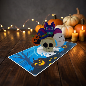 Custom Printed Halloween <b>Pop</b> <b>Up</b> <b>Card</b> 3D Paper Craft Foldable Greeting <b>Card</b> Party Decoration - Product Image 1