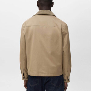 Good Selling Stand Collar Design Plain Dyed Men's <b>Canvas</b> <b>Jacket</b> Cotton/Polyester Breathable Windproof Front Logo - Product Image 2