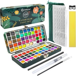 Set di Acquerelli Portatile 100 Colori con Kit Artistico Metallizzato, Include Carta per Acquerello e Pennelli per Artisti - Product Image 1