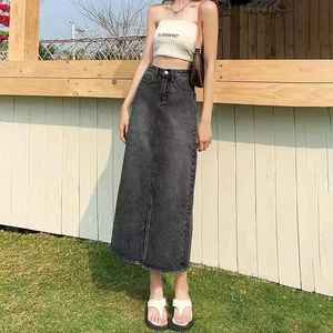 2026 Women's High Quality Vintage Denim <b>Jeans</b> Skirt Sexy High Waist Slimming Explosive Slit Wrap Hip Midi Spring Summer - Product Image 3