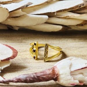 Trend Top Choice Garnet <b>Ring</b> Boho Brass <b>Ring</b> For Men 18k Gold Plated Geometric <b>Open</b> Band <b>Ring</b> Wholesale Statement Handmade <b>Ring</b> - Product Image 5