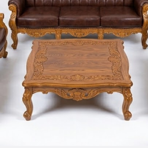 Living Room <b>Convertible</b> <b>Sofa</b> Set Made of Solid Teak Wood with Soft Foam Lining and Beautiful Carvings Modern Design - Product Image 3