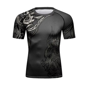 Gym Fitness Wear Mens 4 Piece Set Custom Sublimation Printed Logo Long Sleeve Rashguard Shorts <b>Leggings</b> Breathable Quick Dry - Product Image 4