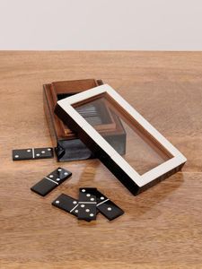 Handmade Resin <b>Dominoes</b> <b>Set</b> Black Glossy Box Artistic Home Decoration Craft Gift Games Eco-friendly Custom Color - Product Image 1