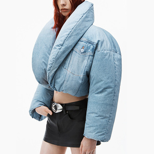 Custom-Made Winter Women's <b>Coat</b> Short Plus Denim Bread Cotton-<b>padded</b> Jacket Vintage Bubble Women's Clothing Premium Quality - Product Image 3