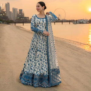 slim fit dress slacks Blue Georgette Plazo Choli Jacket main image 0