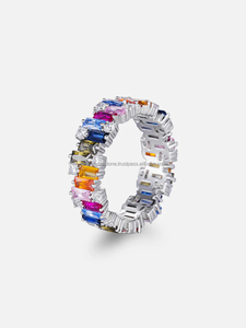 2024 joyería fina anillo colorido Irregular venta al por mayor encanto joyería Moissanite 925 anillo de plata del arco iris para las mujeres - Product Image 2