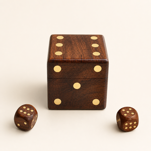 Decorative Wooden Dice Box Handmade Indian Rosewood Storage Box with Brass Brass Dot Inlay Luxury Gift Item Organizer Case - Product Image 1
