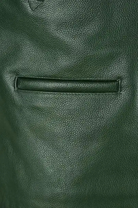 Men's Green Genuine Leather Jacket Turn-down Collar Single Breasted Casual Autumn Wear Regular Fit - Product Image 5