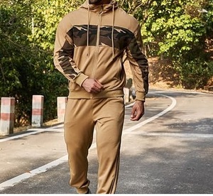Good Quality Camo Print Tracksuit Joggers <b>Set</b> Fleece Cotton Zipper Hoodie & Sweat Pant Trouser Gym Breathable Hooded Track Suits - Product Image 4