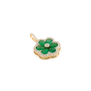 18K <b>Solid</b> Yellow <b>Gold</b> Designer Flower <b>Pendant</b> with Pearl - Product Image 4