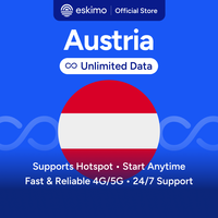 Eskimo Austria Unlimited 7 Hari eSIM Data Perjalanan Kecepatan Tinggi 5G/4G Tidak Perlu SIM Fisik Dukungan Manusia 24/7 S-ATU-7D