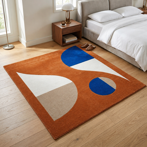 Modern Geometric Handmade Tufted Wool/<b>Silk</b> Area Rug Latex Backing Eco-Friendly Soft Home Decor for Living Room Bedroom Patio - Product Image 2