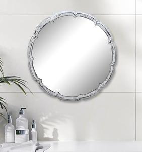 Round Shabby Chic Wooden Wall <b>Mirror</b> with Scalloped Edge Decorative Frame 4.0 mm Thickness - Product Image 2