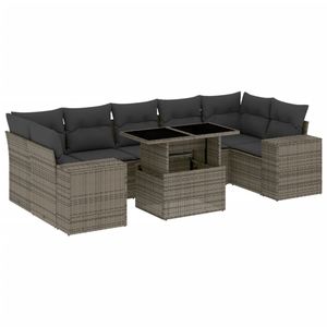 Set Divano da Giardino in Rattan Grigio Scuro con Cuscini, Arredamento da Esterno dal Design Contemporaneo, Cuscini Impermeabili, Rattan PE Resistente ai Raggi UV - Product Image 2