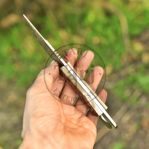 Couteau de chasse artisanal en acier Damas, couteau utilitaire fixe pour l'extérieur, manche droit en bois de cerf, gaine en cuir de qualité industrielle OEM, vente en gros - Product Image 2