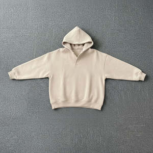 เสื้อฮู้ดดี้ผู้หญิงทรงโอเวอร์ไซส์ พิมพ์ลาย DTF แฟชั่น OEM สีเบจล้วน ผ้าฝ้าย 100% สไตล์สตรีท - Product Image 1