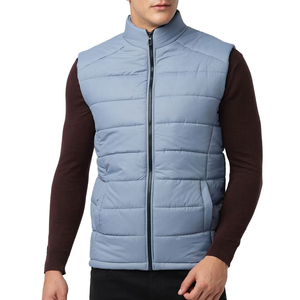2026 Latest Wholesale High Quality Custom Made Mens Premium Polyester Waterproof PU <b>Leather</b> Windproof Puffer Vest Winter Casual - Product Image 1