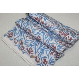 Ksy <b>Blue</b> Leaf Buti Print Hand Block Printed Cotton Fabric Wholesale Lightweight Cotton Fabric Indian Floral Dress Making - Product Image 1
