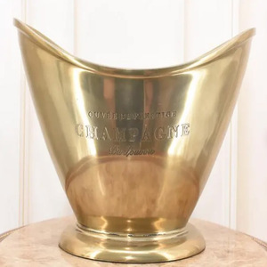 Vintage Brass Champagne Bucket Aluminum Wine Bottle <b>Cooler</b> - Product Image 1