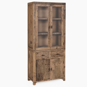 Modern Eco-friendly Wooden <b>Sideboard</b> with Glass Doors and 4 ft <b>Storage</b> Drawers for Dining Living Room School & Hospital Use - Product Image 1