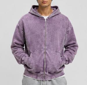 Sweat à capuche unisexe zippé, décontracté, coupe classique, en molleton bouclette lavé et respirant, anti-boulochage, couleur unie, style hiver - Product Image 2