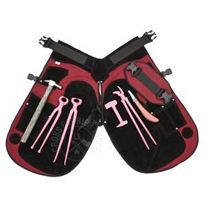 Kit d'outils professionnels pour fermeurs avec tablier de sécurité, cisaille à sabots, pince à sabots courbée, outil de démontage de sabots, couteau à lame en D et marteau à sabots - Product Image 1