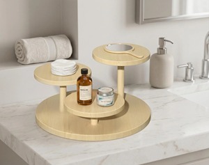 3 Tier Round <b>Wooden</b> Display Organizer For Perfumes Cakes Shop Display Party Decoration And Tabletop Serving Stand From India - Product Image 1