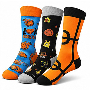 Calcetines de baloncesto con diseño novedoso, venta al por mayor de fábrica, calcetines de algodón peinado suave para hombre, calcetines casuales divertidos, calcetines deportivos coloridos, 3 pares - Product Image 6