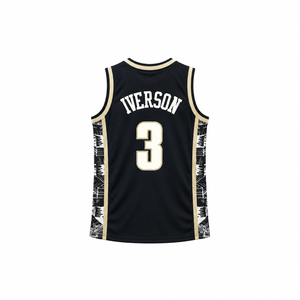 Maillot de basket-ball pour homme SINEWY, numéro 3 Iverson, sublimé, col en V, sans manches, respirant, évacuant l'humidité, personnalisé en polyester - Product Image 3