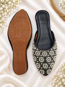 B.R. Jutti Tradicionales Hechos a Mano para Mujer, Sandalias Planas Étnicas Indias, Calzado para Fiestas, Bodas y Oficina, Ligeras - Product Image 4