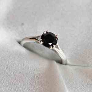 Anillo de compromiso de lujo con diseño de ónix negro, plata de ley 925 y chapado en oro de 14 quilates para mujer - Product Image 3