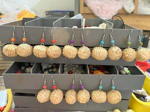 Pendientes Colgantes de Ratán Tejido a Mano, Tendencia 2026 |   Pendientes de Lágrima Geométricos Bohemios para Mujer - Product Image 4