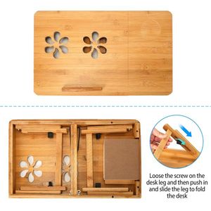 Tavolino Regolabile in Bambù per Laptop con Piano Inclinabile e Cassetto, Vassoio Portatile per Colazione, per Surf, Pasti, Arredamento Camera da Letto - Product Image 5