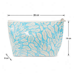 Pochette cosmétique en coton 140 GSM avec fermeture éclair à motif feuille PVC 26x14x8 cm, logo personnalisé, vente en gros, marque privée pour les voyages et les articles de toilette - Product Image 3