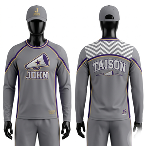 Uniforme de Animadoras Premium de Poliéster Interlock de 180 GSM, Negro, Morado y Dorado, con Logotipo Personalizado por Sublimación - Product Image 6