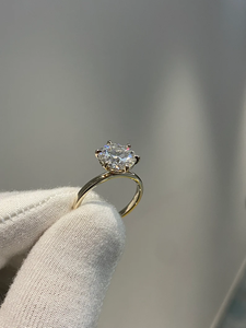 Bague solitaire classique en diamant de laboratoire taille ronde, 4/6 griffes, bague de fiançailles en or 14K/18K, fabricant de bijoux fins - Product Image 1