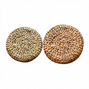 Salvamanteles Redondo Tejido a Mano de Jacinto de Agua Natural, Estilo Bohemio Moderno, Ecológico, Base Antideslizante, Diámetro Personalizable - Product Image 5