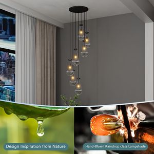 Lámpara Colgante Negra Ajustable de 7 Luces para Comedor y Sala de Estar, Lámpara de Araña Grande Negra para Vestíbulo y Entrada - Product Image 5