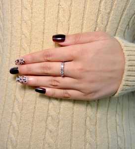 Five Stone Pink & White Lab Grown Diamond <b>Ring</b> Round Cut Diamond With 14K White Gold For Women's Proposal Gift For Girlfriends - Product Image 4