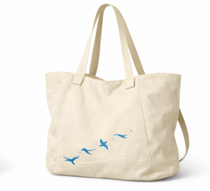 Bolsa de Playa de Lona Reciclada Reutilizable Color Beige Natural COTTON VOYAGE con Cierre de Cremallera, Asa para el Hombro e Impresión Personalizada - Product Image 4