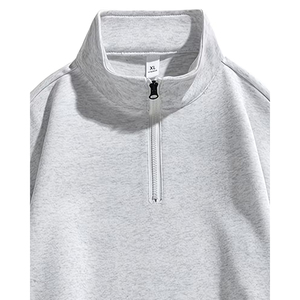 Men's Blank Oversized Half Zip Sweatshirt <b>Mock</b> <b>Neck</b> Plain Cotton Casual Streetwear Pullover <b>Top</b> - Product Image 3